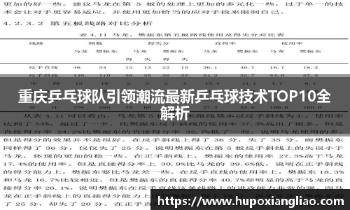 重庆乒乓球队引领潮流最新乒乓球技术TOP10全解析
