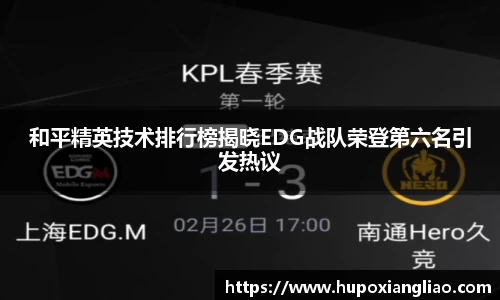 和平精英技术排行榜揭晓EDG战队荣登第六名引发热议