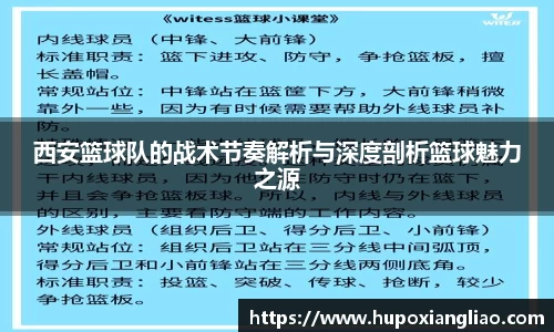 西安篮球队的战术节奏解析与深度剖析篮球魅力之源